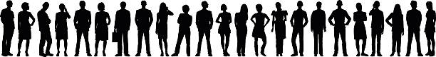 Detail People Silhouettes Detailed people silhouettes. well dressed man standing stock illustrations
