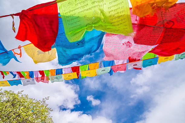 istock Prayer flags at the mountain in Yading, China. 618036992