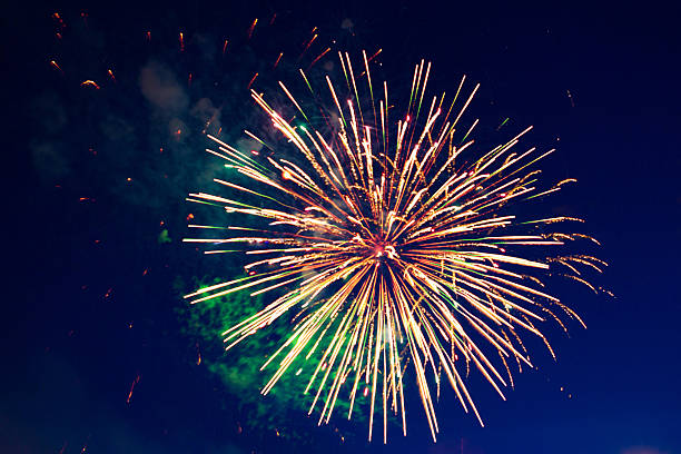 istock Majestic fireworks in evening sky 618039568