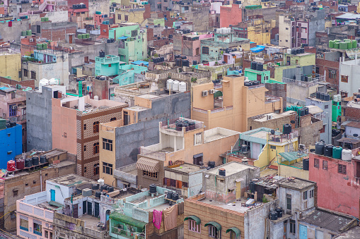 cityscape of old delhi in india