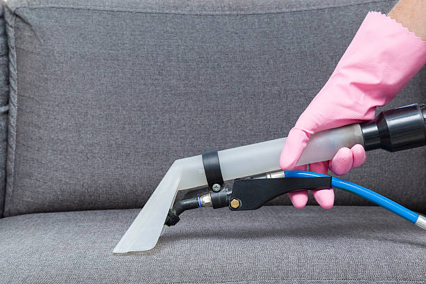 istock Sofa chemical cleaning with professionally extraction method. Upholstered furniture. 618041296