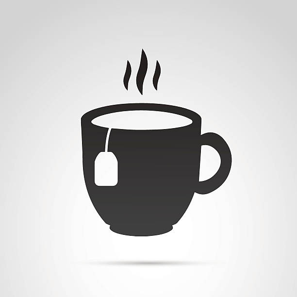 Hot tea mug icon. Vector art: silhouette of black tea mug. green tea cocktail bar stock illustrations