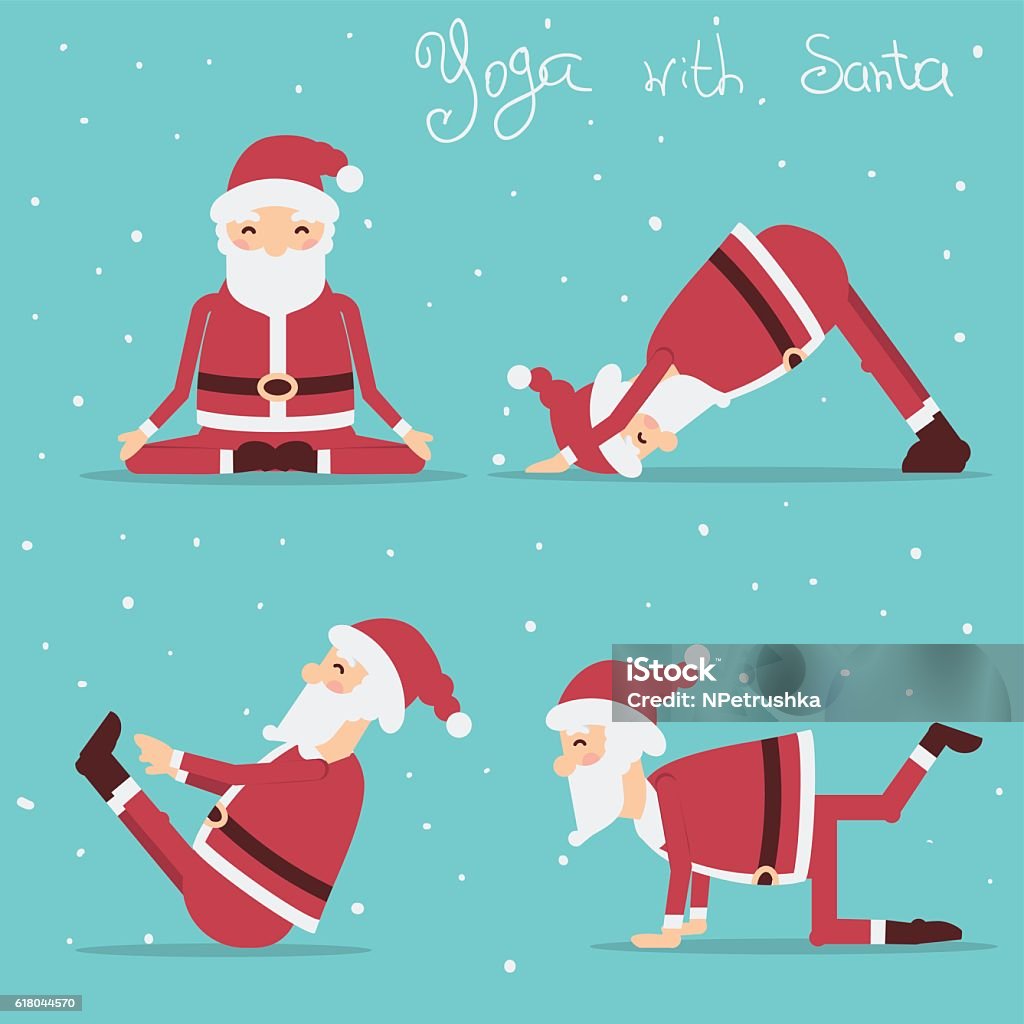 Santa Claus doing yoga.Vector holiday illustration Santa Claus doing yoga.Vector holiday illustration isolated Yoga stock vector