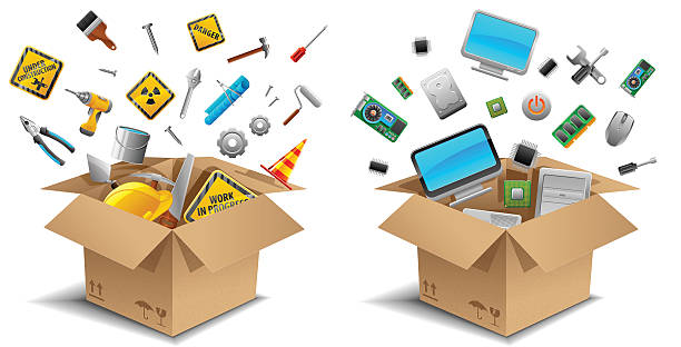 illustrazioni stock, clip art, cartoni animati e icone di tendenza di concetto di unboxing - unboxing