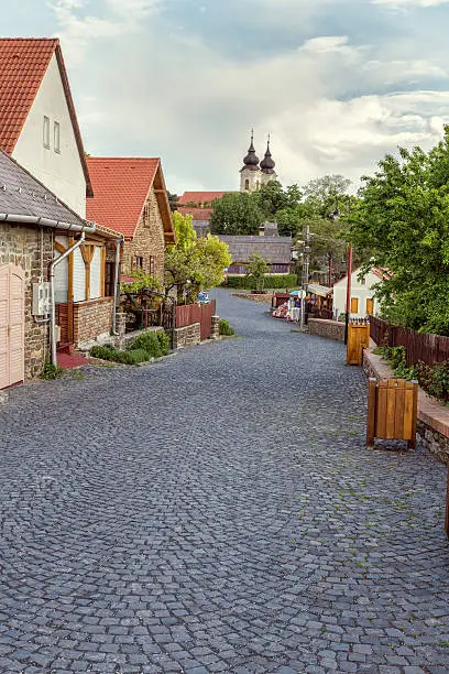Typical traditional street in the village Tihany, near from lake Balaton, 06 may 2016 village Tihany, Hungary