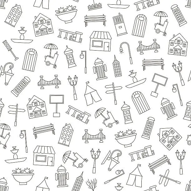 Vector illustration of City elements icons pattern