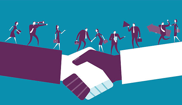 hand schütteln - human hand handshake teamwork business stock-grafiken, -clipart, -cartoons und -symbole