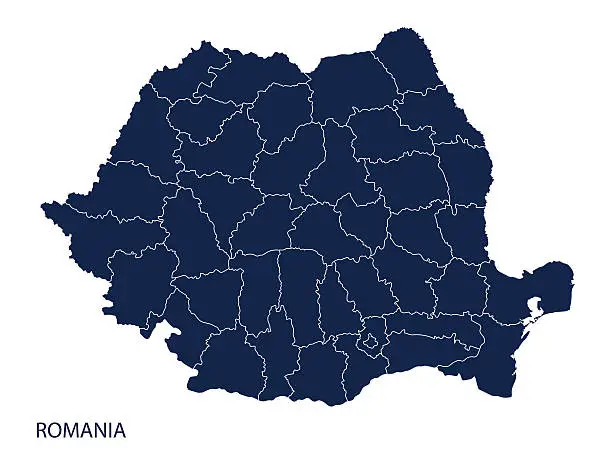 Vector illustration of Map of Romania