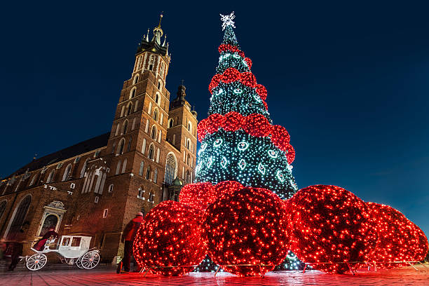 크라쿠프, 크리스마스 동안 폴란드 - lesser poland 뉴스 사진 이미지