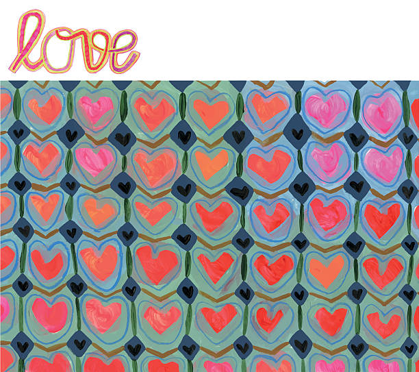illustrazioni stock, clip art, cartoni animati e icone di tendenza di pittura del modello dei cuori d'amore - love word