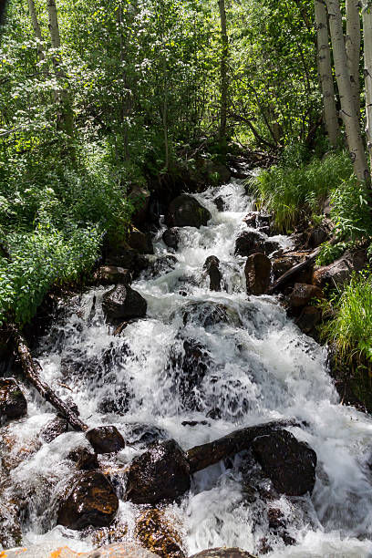 istock Small snow-melt waterfall in the Rockies 618052174