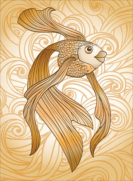 Vector illustration of lucky gold fish