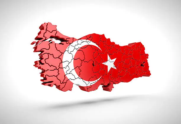 Photo of Map of Turkish on a grey background.