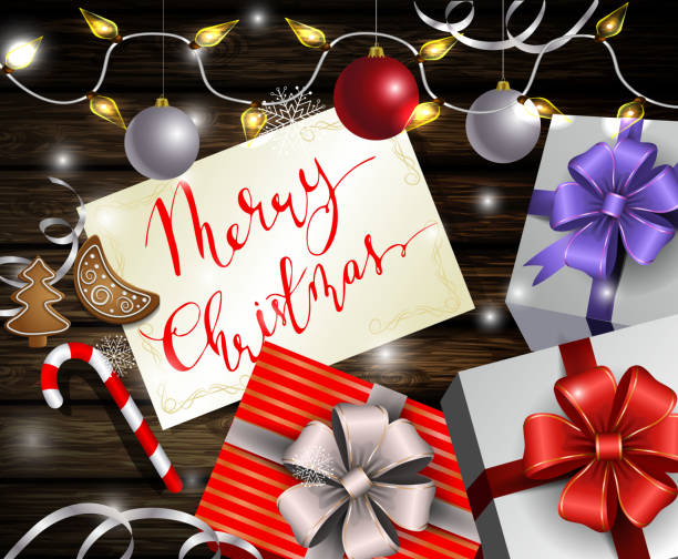 istock Christmas New Year design wooden background 618059550