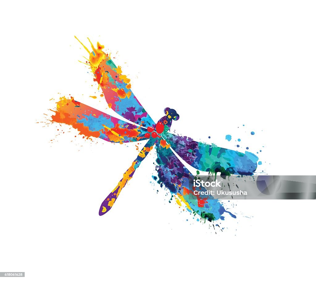 dragonfly of splash paint - 免版稅蜻蜓圖庫向量圖形
