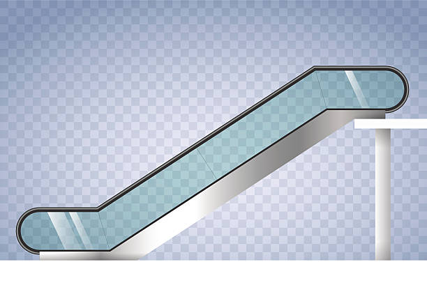 ilustrações de stock, clip art, desenhos animados e ícones de escalator with transparent glass - escalator shopping mall shopping transparent