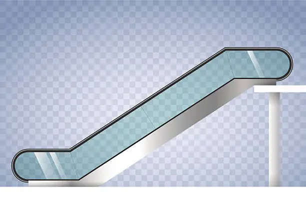 Vector illustration of Escalator with transparent glass