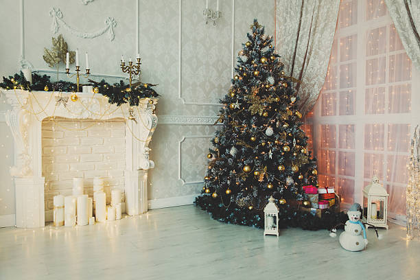 istock Christmas living room interior decoration 618063296