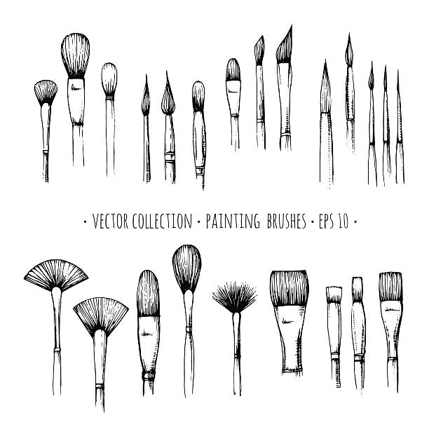 Set of hand-drawn brushes for painting isolated on white background
