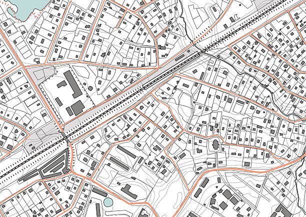 Imaginary plan a residential area of private housing Imaginary plan a residential area of private housing. Quarter residential low-rise buildings. Vector illustration city map illustrations stock illustrations