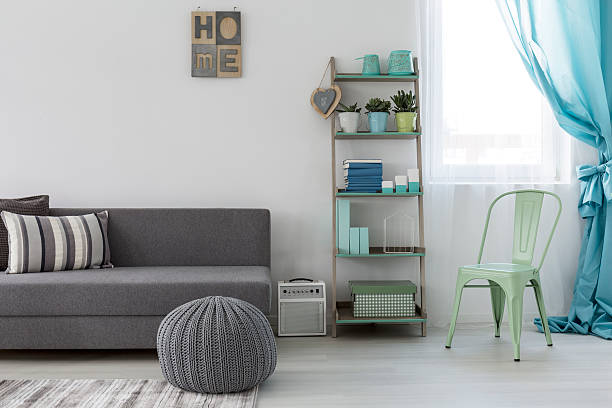 istock Minimalist bright living room 618067784