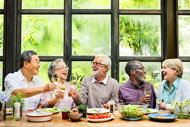 istock Group of Senior Retirement Meet up Happiness Concept 618068074
