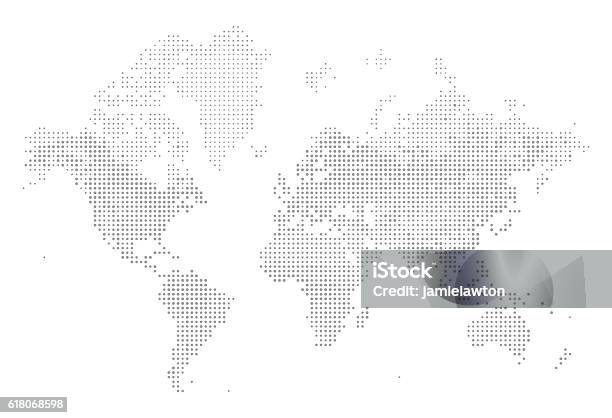 World Map Of Dots Stock Illustration - Download Image Now - World Map, Spotted, Globe - Navigational Equipment