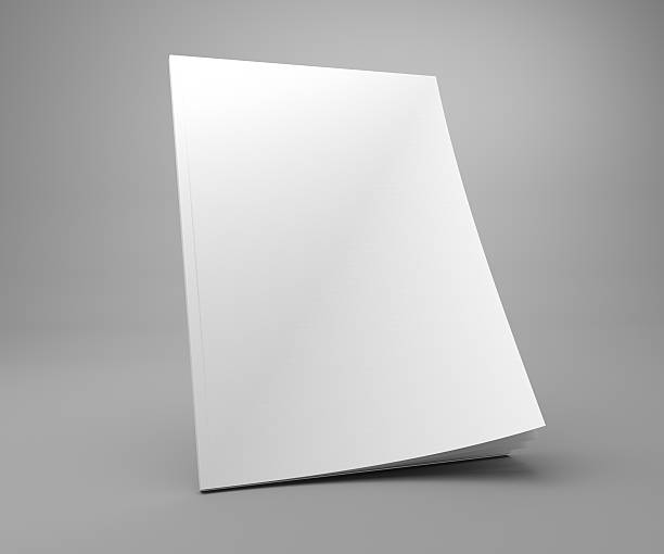istock Blank standing 3D illustration cover magazine mockup. 618071090