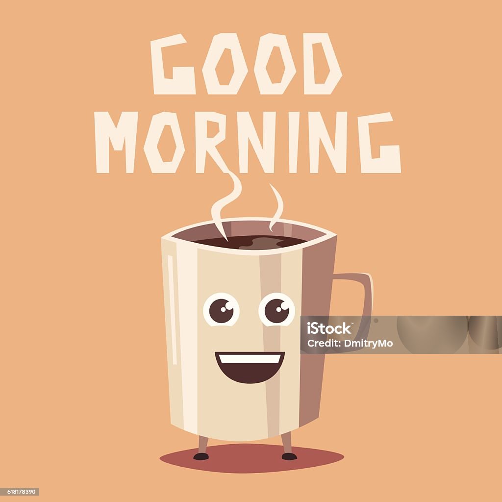 Coffee Cup Character Cartoon Vector Illustration Good Morning ...