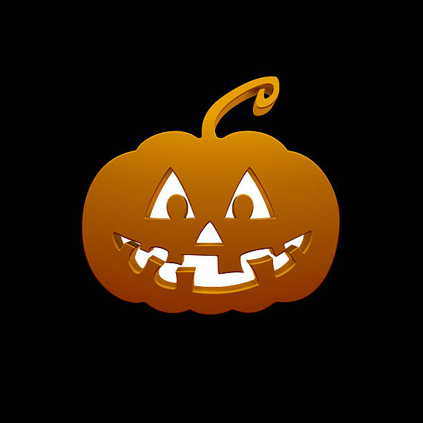 istock Halloween Pumpkin Icons Orange on Black Background 618179496