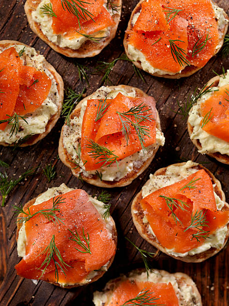 istock Smoked Salmon Canapes with Avocado Cream Cheese 618184866