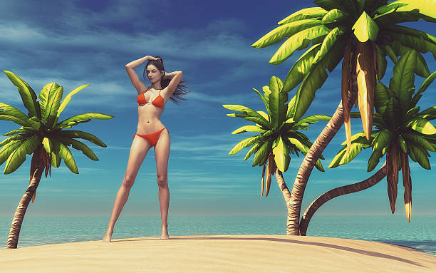istock Beautiful woman wearing a swimsuit 618184944