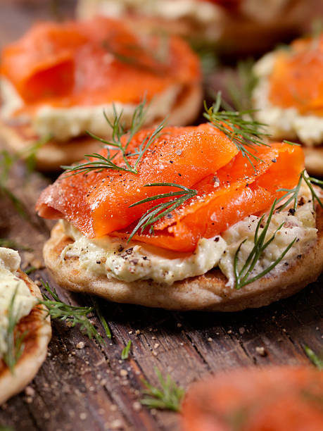 istock Smoked Salmon Canapes with Avocado Cream Cheese 618185256