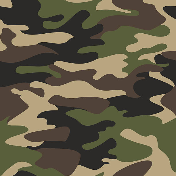 Camouflage pattern background seamless vector illustration Camouflage pattern background seamless vector illustration. Classic clothing style masking camo repeat print. Green brown black olive colors forest texture camouflage stock illustrations