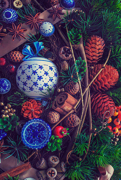 istock beautiful Christmas wreath, New Year festive decoration 618187068