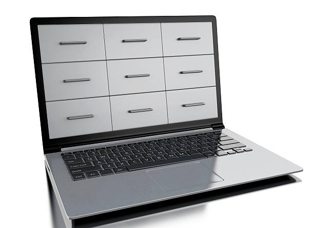 istock 3d Files cabinets in laptop 618187382
