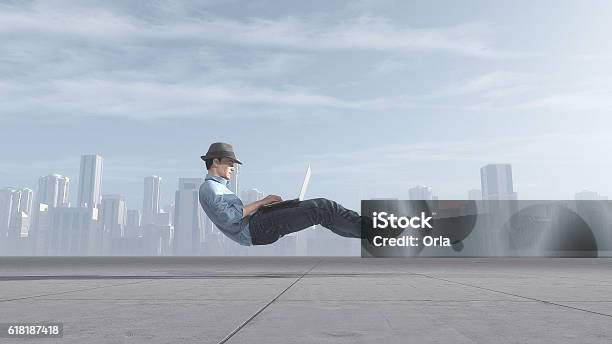 Fast Levitating Businessman Stock Photo - Download Image Now - Effortless, Lightweight, Car