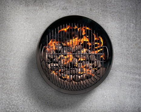 Charcoal BBQ on a Concrete Patio-Photographed on a Hasselblad H3D11-39 megapixel Camera System