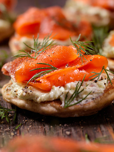 istock Smoked Salmon Canapes with Avocado Cream Cheese 618192474