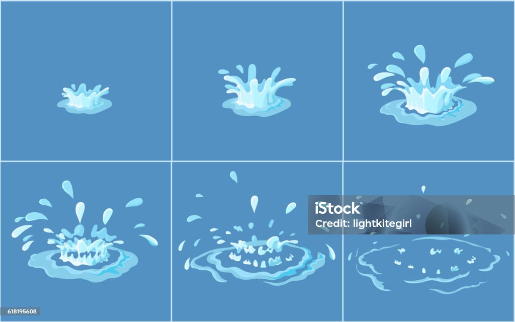 Water Splashes Vector Frame Set For Game Animation Stock Illustration -  Download Image Now - iStock
