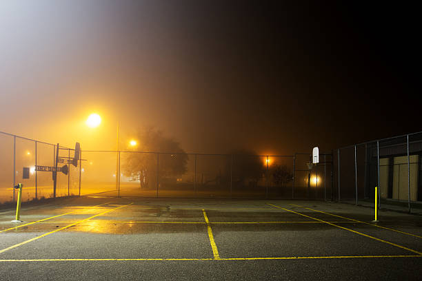 Tennis court at night