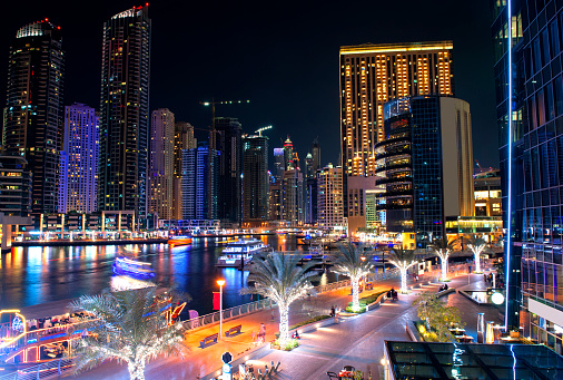 Dubai marina in the night