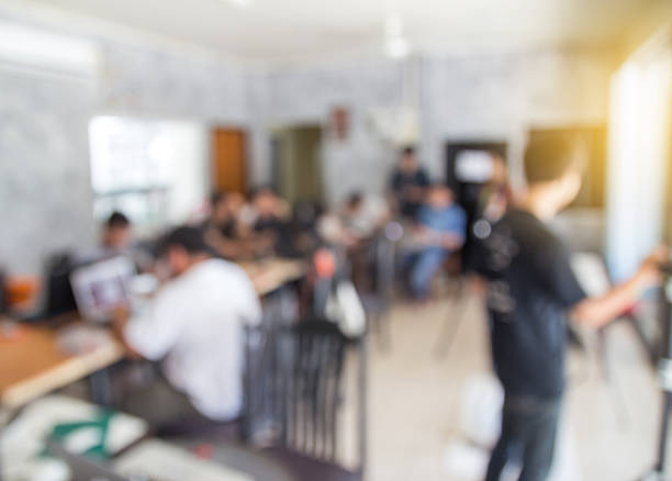 istock Blur abstract background of employees 618199154