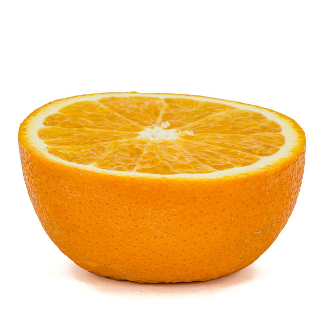 istock Half of ripe orange, isolated on white background 618199262