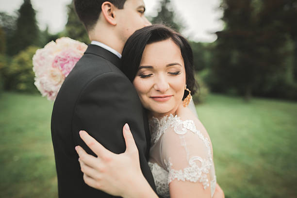 istock Close up of a nice young wedding couple 618199430