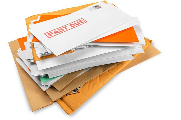 Stack Past Due Envelopes past due stock pictures, royalty-free photos & images