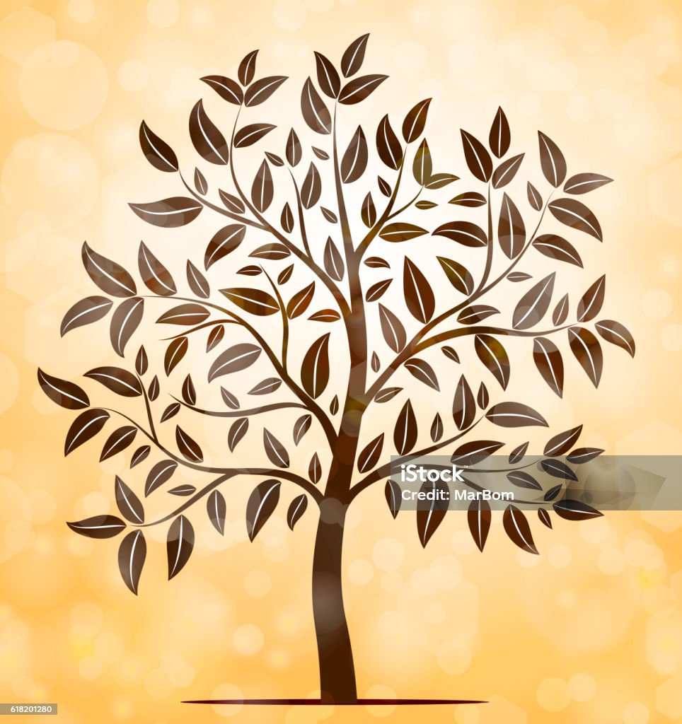 Tree With Background Vector Autumn Tree Vector Background Stock Illustration - Download Image Now ...
