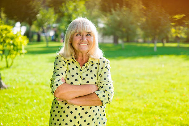 istock Woman with gray hair smiling. 618202212