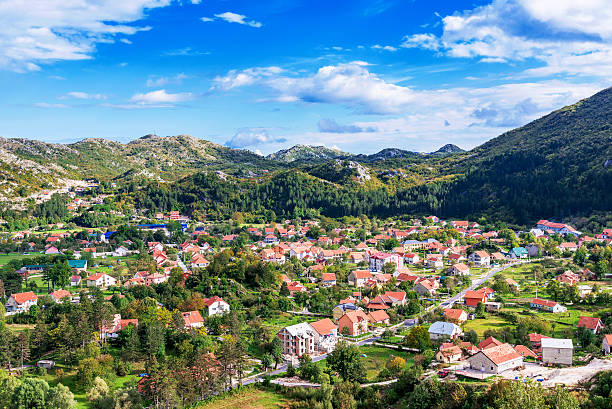 Houses in Cetinje Montenegro stock photo