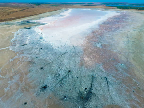 istock Top view of the salt lake mud sources 618207320